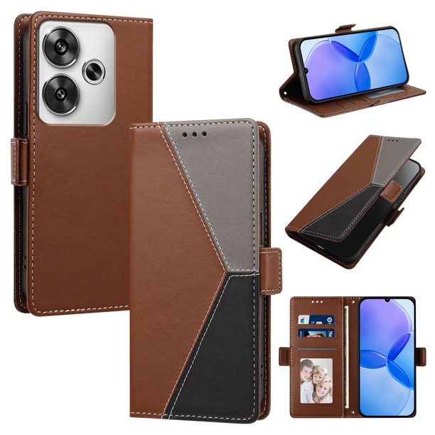 Funda Cartera con Soporte para Xiaomi Xiaomi Poco F6 5G, Marrón