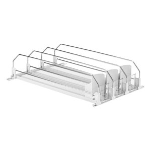 Magideal - Organizador De Bebidas Para Frigorífico, Dispensador De Latas Apilables, Organización Duradera Para Frigorífico, Deslizador Automático Para Cafeterías 3 Hileras Blancas