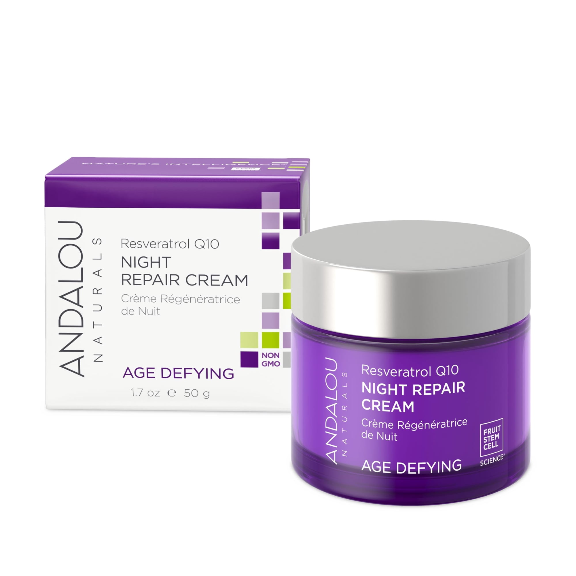 Crema Reparadora Nocturna Andalou Naturals Resveratrol Q10 50 Ml