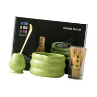 Bothyi - Juego De Batidor De Matcha De Cerámica Para Amantes Del Té, Regalo De Matcha, Cuenco De Matcha Para Ceremonia Del Té, Verde, 4 Piezas