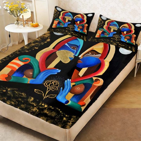 Modern Abstract Figure Painting Duvet Cover Set - Pattern Printed Bed Sheet a Must-Have for Family Guest Rooms Deep Pockets Are Stable And Do Not Shift Soft And