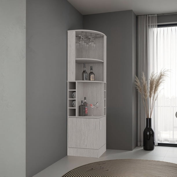 Bar Esquinero 2 Puertas 8 Botelleros Y Portacopas Syrah Positano 180,6x46,9x46,9 Cm