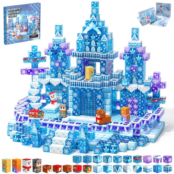 100 piezas de bloques magnéticos, juego de construcción de castillos, regalo de cumpleaños para niñas