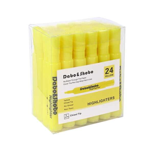 Iluminador amarillo Dabo&Shobo, 24 unidades, estilo tanque con punta cincelada