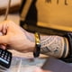 thumbnail image 4 of Pulsera hombre cuero con placa acero negro dorado, 4 of 7