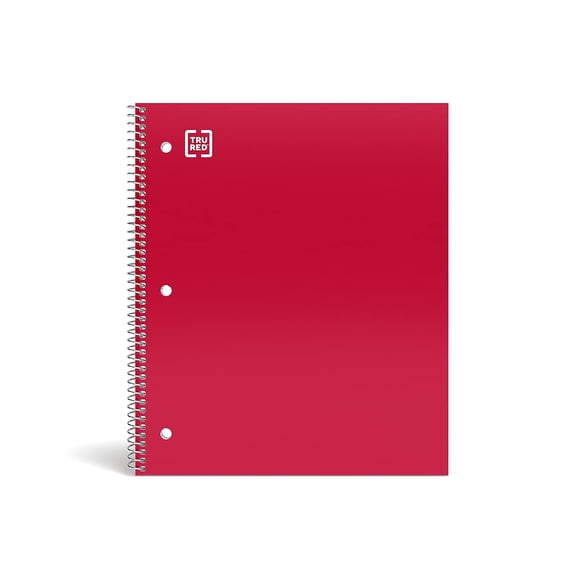 Libreta STAPLES Accel de 1 asignatura a rayas universitarias, 100 hojas, color rojo