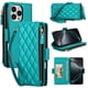 thumbnail image 2 of Para iPhone 13 Pro Max Funda Tipo Cartera con Bloqueo RFID, Funda de Teléfono Tipo Bolso Cruzado con 9 Ranuras para Tarjetas, Bolsillo con Cierre y Correa Desmontable, Verde, para iPhone 13 Pro Max, 2 of 9