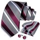 thumbnail image 1 of Corbata a rayas formal seda hombre paño y colleras Sangría gris, 1 of 6
