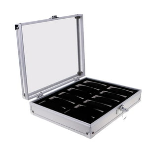 Genérico - Caja De Reloj Caja De Reloj Caja De Joyería Superior De Vidrio De Aluminio Organizador 12 Ranuras