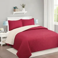 Casadeliacl - Cubrecama Quilt Sherpa 1.5 - Varios Modelos W.M G Burdeo Lisa