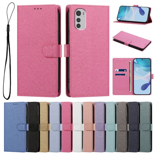 Cartera para Motorola Moto E32 con Soporte y Correa, Rojo Rosa