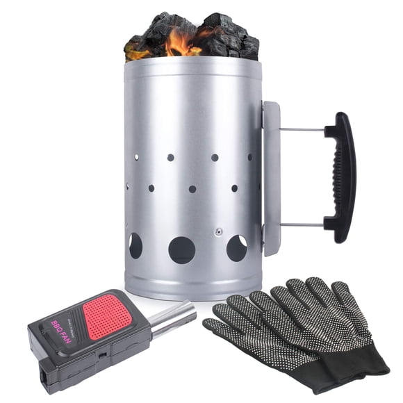 Charcoal Chimney Starter 28 X 18 X 18 Cm Set De Acero Zincado