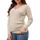 thumbnail image 1 of INSPIRE CHIC Camiseta de manga larga para maternidad de mujer, cuello en V, tops envolventes elásticos, camisetas de lactancia fruncidas, M albaricoque, 1 of 6