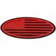 thumbnail image 1 of Emblema para parrilla delantera/portón trasero personalizado con bandera estadounidense, color rojo, compatible con Ford F150, F250, F350, Edge, Explorer, Ranger (9 x 3,5 pulgadas, rojo y negro) 4L3Z-, 1 of 2