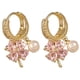 thumbnail image 1 of Pendientes elegantes de moda con hebilla de oreja de perla de flor de cuatro hojas morada, pendientes ligeros de lujo, 1 of 5