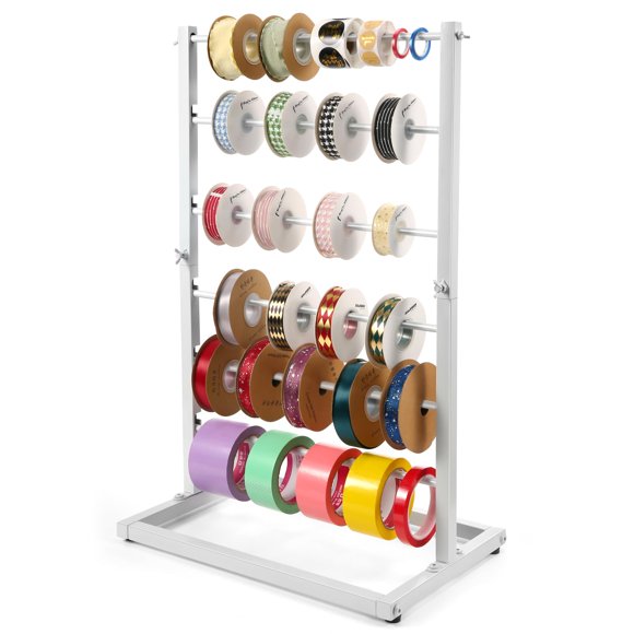 Estantería para Cintas Aulin 45x30x74 cm 6 Niveles Blanca Ajustable