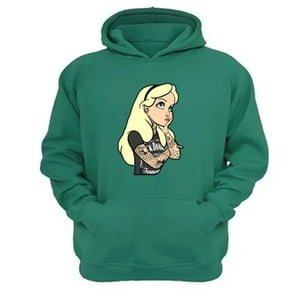 Genérico - Polerón Canguro Alicia Rock & Roll Verde Aguamarina Talla L Unisex