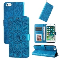 Funda Tipo Cartera Foxdock Para Iphone 6 Plus , Diseño Girasol En Relieve, Cuero Pu, Cierre Magnético, Soporte Y Tarjetero