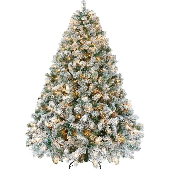 Árbol de Navidad Yaheetech de 2,3 m, preiluminado, con luces, flocado