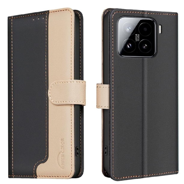 Funda Cartera con Bloqueo RFID para Xiaomi 15 con Ranuras y Soporte Negro