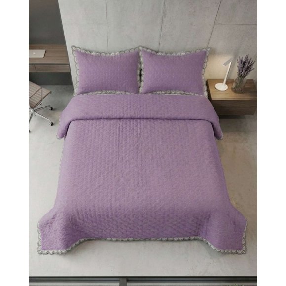 Cubrecama Quilt Diseño Escamas 2 Plazas + Fundas