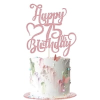 Adorno Para Tartas Arokippry Con Purpurina En Oro Rosa, Feliz 75 Cumpleaños