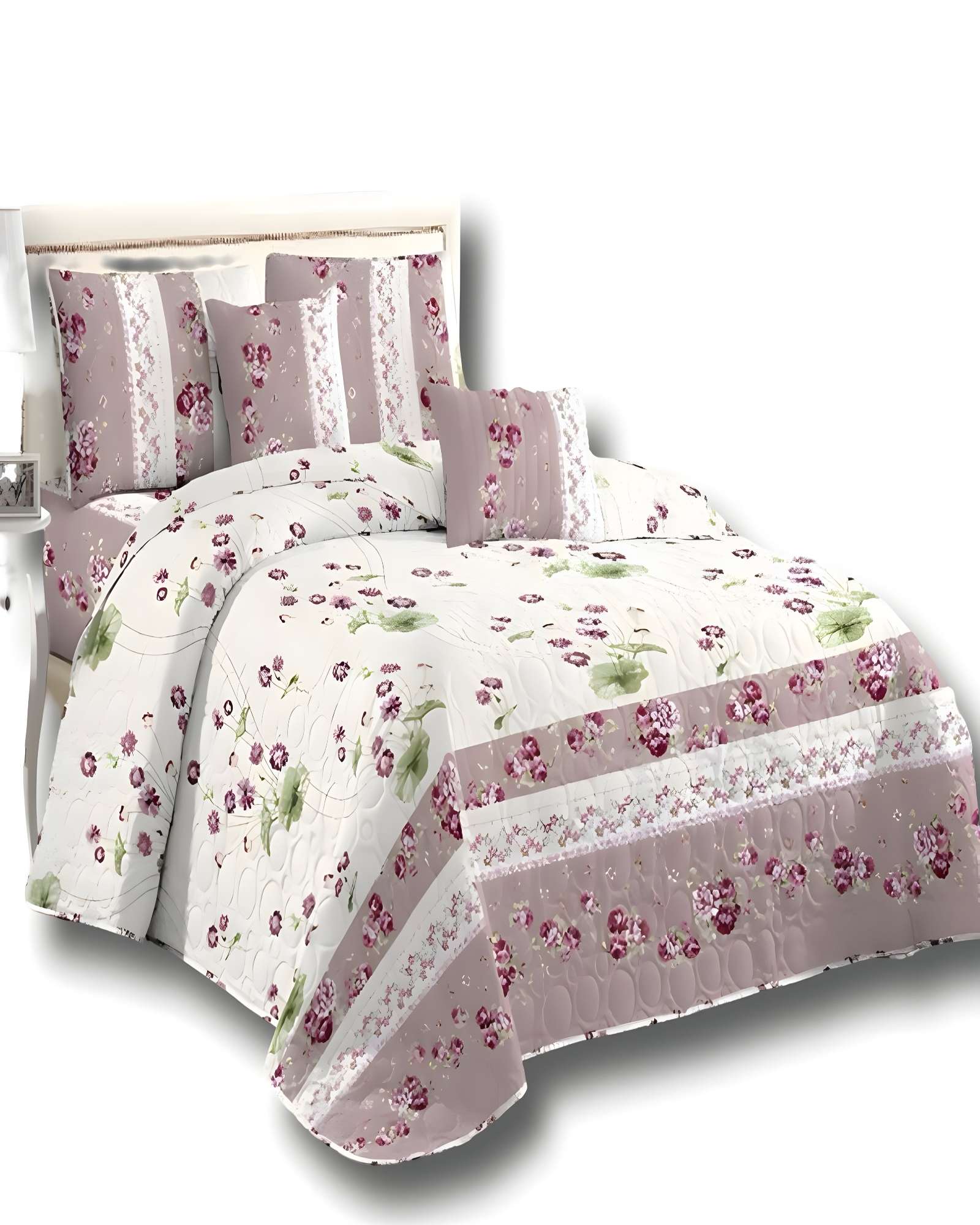 Genérico - Quilt De Verano Plaza Y Media Diseño Flores Blanco