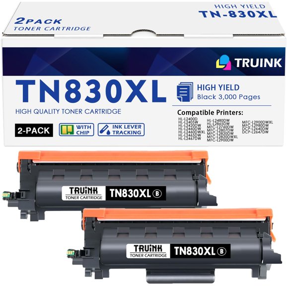 Cartucho De Tóner Tn830xl Negro De Alto Rendimiento Paquete De 2