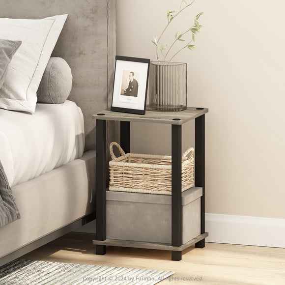 Mesa de Noche Furinno Simplistic de 2 Niveles en Roble Francés