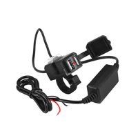 Magideal - Cargador De Teléfono Móvil Para Motocicleta, Puerto Usb Dual, Cubierta A Prueba De Polvo Con Cable De 1,5 M