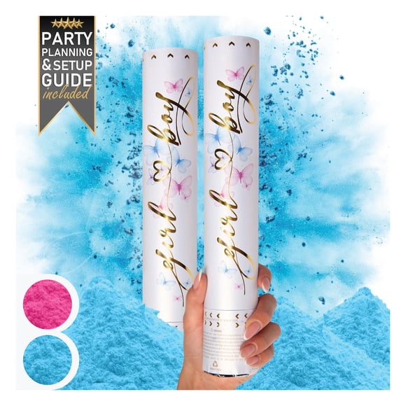 Gender Reveal Confetti Cannon PrimePure Blue, paquete de 2