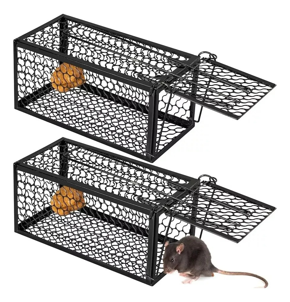 Genérica - 2Pcs Jaula Trampa Ratones Roedor Metálica Captura Atrapa 24Cm*11Cm*11Cm