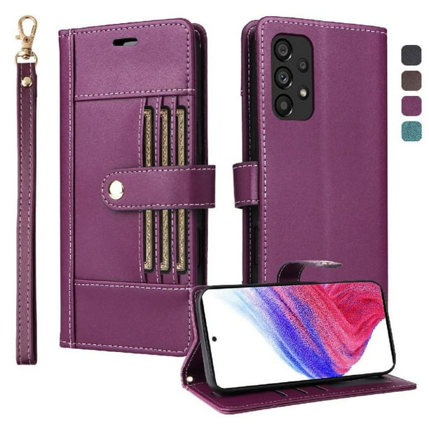 FOXDOCK Funda tipo Cartera para Samsung Galaxy A53 – Cubierta de Cuero PU con Múltiples Ranuras, Bolsillo para Efectivo y Correa de Muñeca
