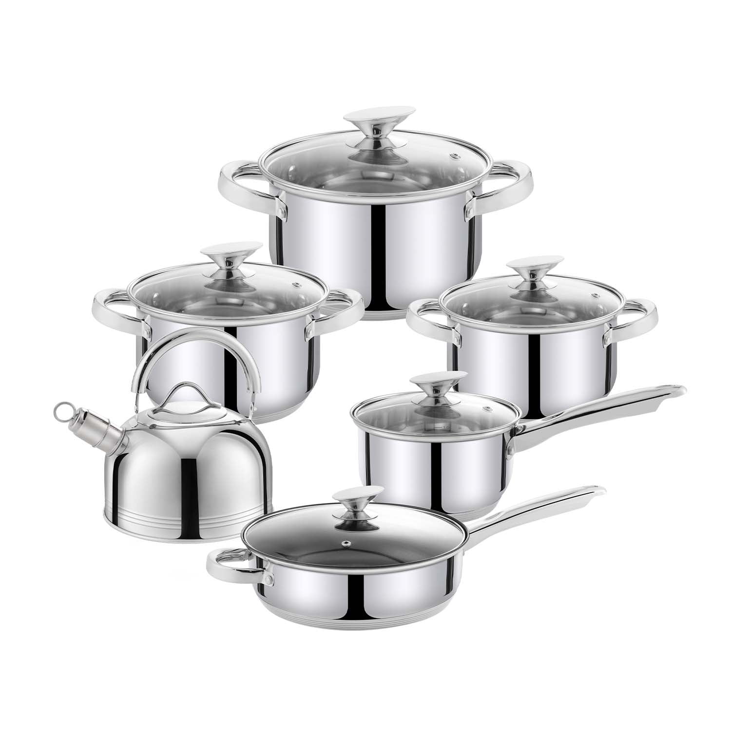 Haus Roland - Batería 12 Piezas Acero Inoxidable Clásica