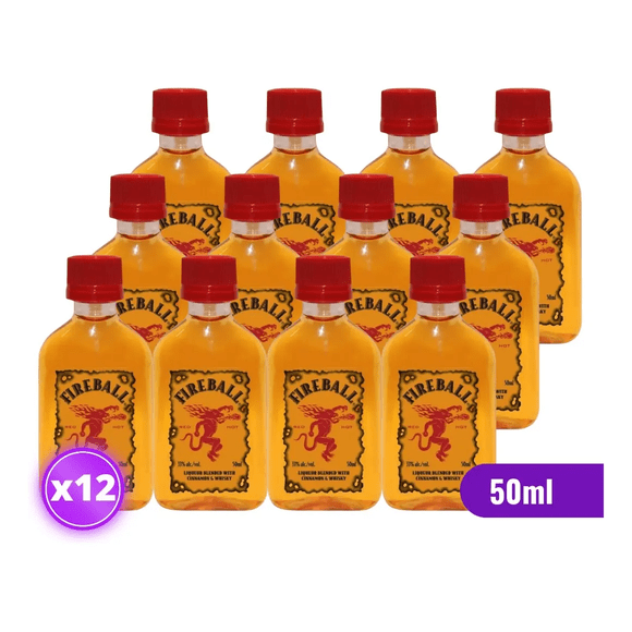 Pack 12x Miniatura Whisky Fireball - 50ml - (plástico)