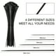thumbnail image 2 of 100 Pack Cable Zip Ties, Assorted Sizes (12/8/6/4 Inches) , Multi-Purpose Self-Locking Nylon Cable Ties For Home, Office, Garden, Workshop, 2 of 5