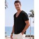 thumbnail image 4 of INSPIRE CHIC Camiseta lisa de hombre de manga corta con cuello en U y bolsillo en el pecho, camiseta casual XL negra, 4 of 5