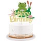 thumbnail image 1 of Adorno para pastel LVEUD tema de rana con purpurina dorada "Feliz cumpleaños", 1 of 8