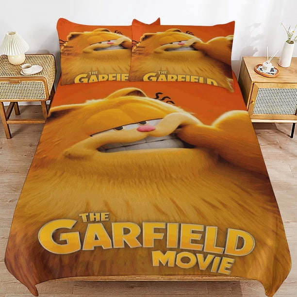 x31 Garfield Bed Duvet Cover Microfiber Bedding Sets 3D Printed Lightweight 3 Piece Comforter Sets, 1 Duvet Cover And 2 Pillow Shams for Kids Boys Girls 79"x90" jn31