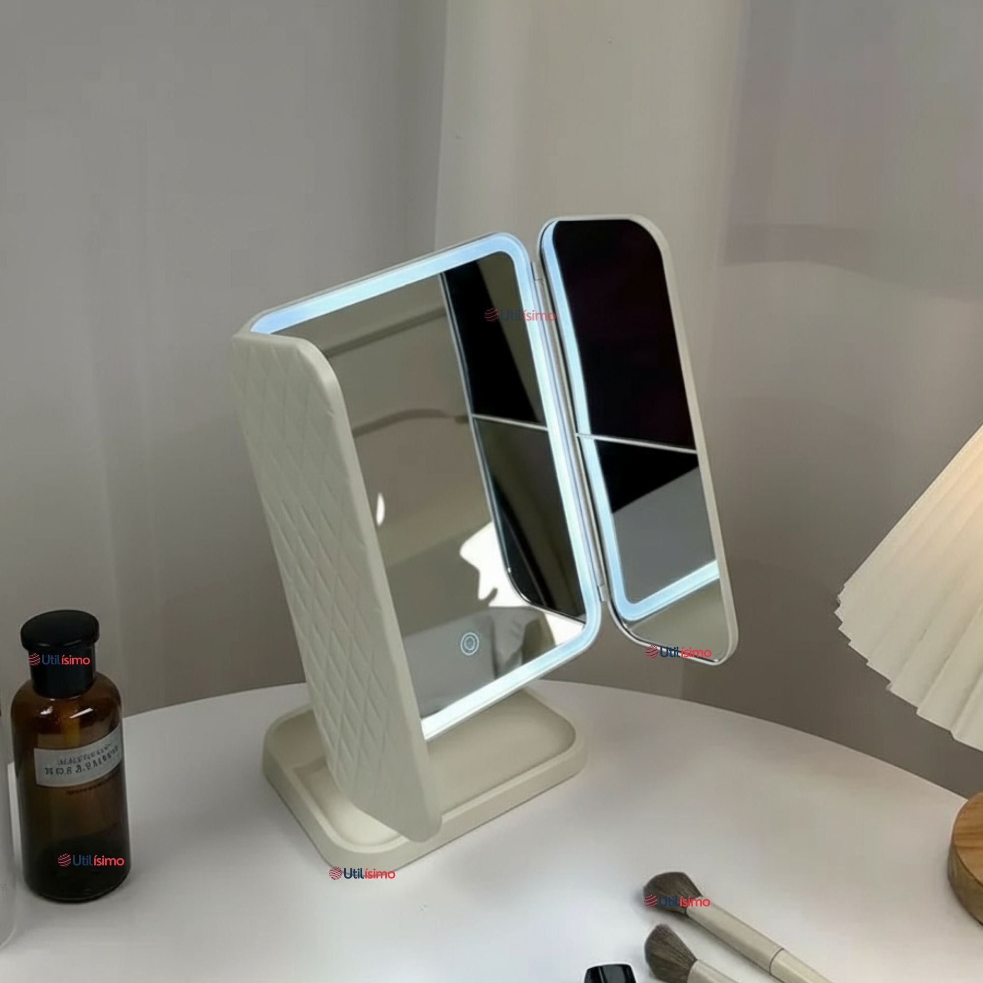 Line - Espejo De Maquillaje Tri Plegable Con Luces Led Recargable