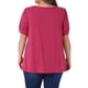 thumbnail image 3 of Agnes Orinda Blusas de Mujer Tallas Grandes Cuello Corazón Manga Corta Abullonada Camisas Plisadas Verano Casual 3X Rojo Rosado, 3 of 6