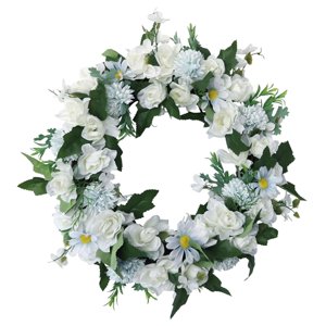 Bothyi - Corona De Gardenia Blanca Artificial Para Puerta Delantera De 40 Cm Para Colgar En Fiestas Y Bodas