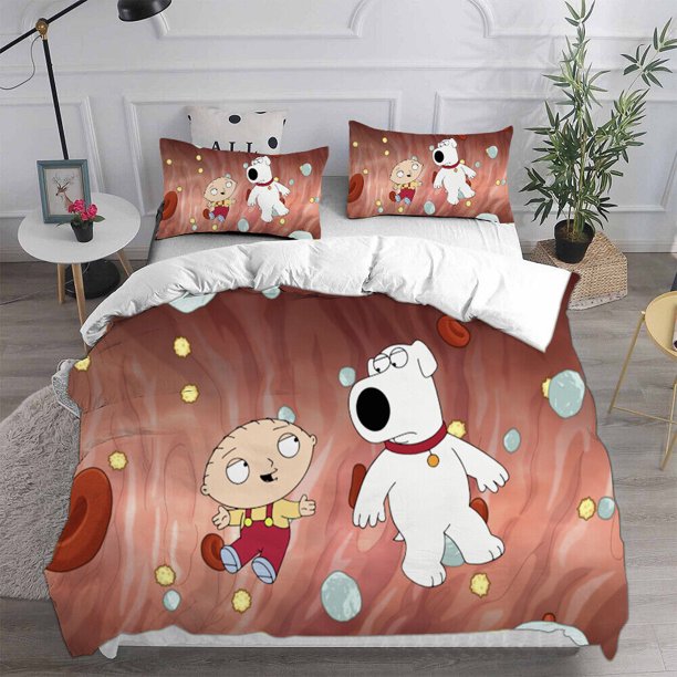 Family Guy Stewie Brian Griffin Duvet Cover Bedding Set Pillowcase Quilt3-Piece Bedding Set (1 Duvet Cover + 2 Pillow Shams)