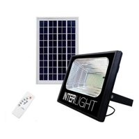 Foco Proyector Led Solar 25W + Panel Interlight Negro 35