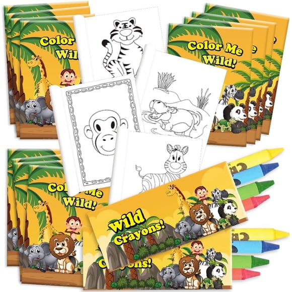 Kit de libros para colorear ArtCreativity Zoo Animal con 4 crayones