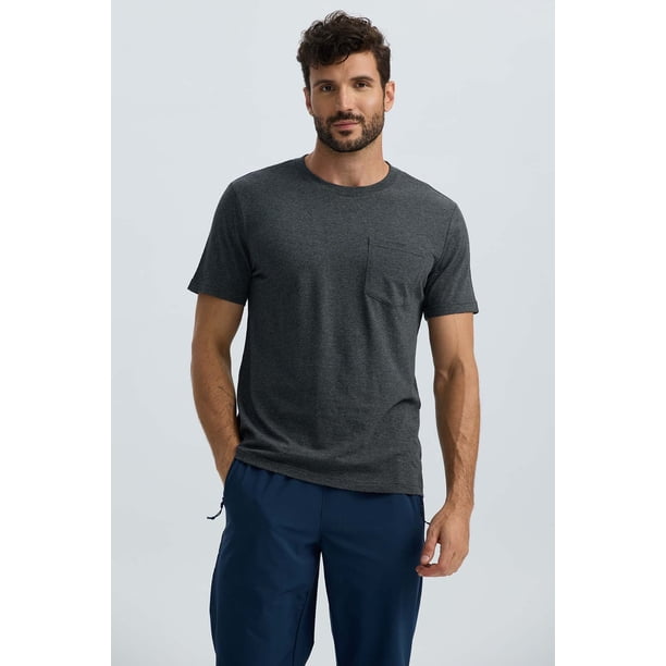 Polera Hombre Básica Con Bolsillo Gris Oscuro