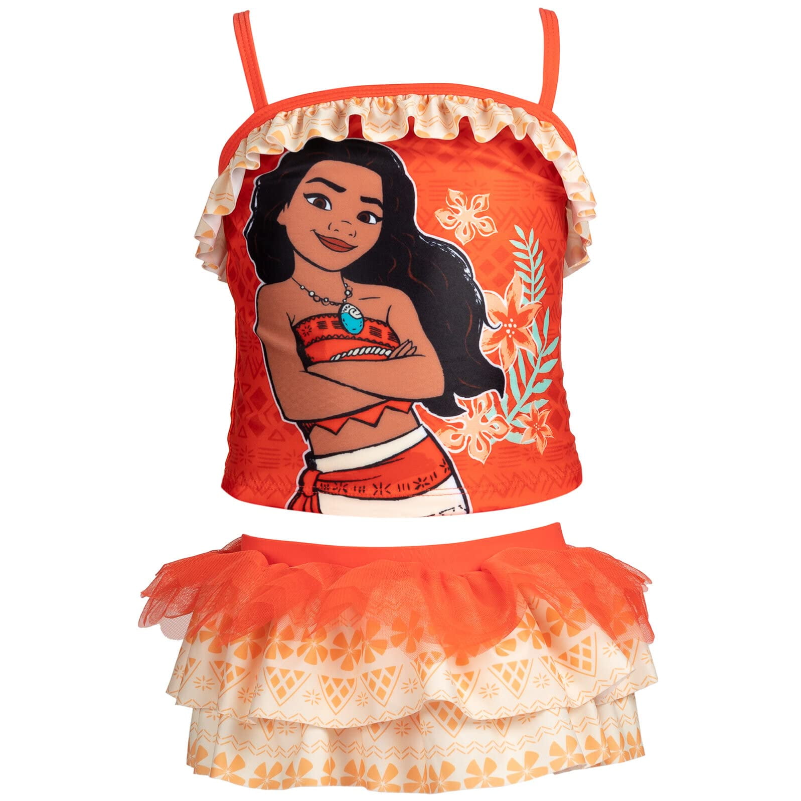 Tankini Naranja Con Falda Para Niñas Pequeñas Disney Moana Talla 4t