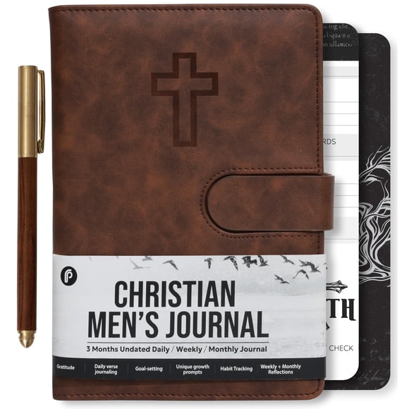 Diario de oración Prazoli Leather Christian Bible para hombre