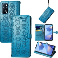 Funda Cartera Foxdock Para Oppo A16 , Flip Pu Con Relieve De Gatos Y Perros, Tarjetero Y Soporte