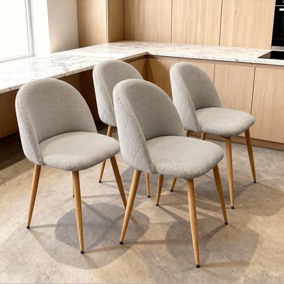 Pack 4 Sillas Comedor Moderna Acolchada Metal Sora Venhoouse Lino Greige